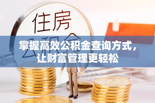 苍南掌握高效公积金查询方式，让财富管理更轻松